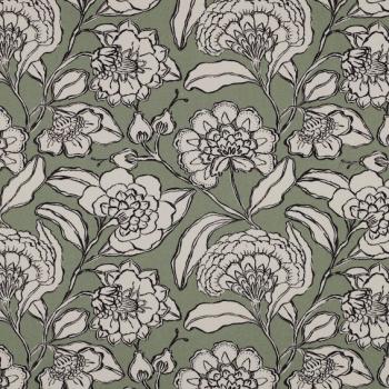Canvas Baumwolle - Green Flowers | Meterware